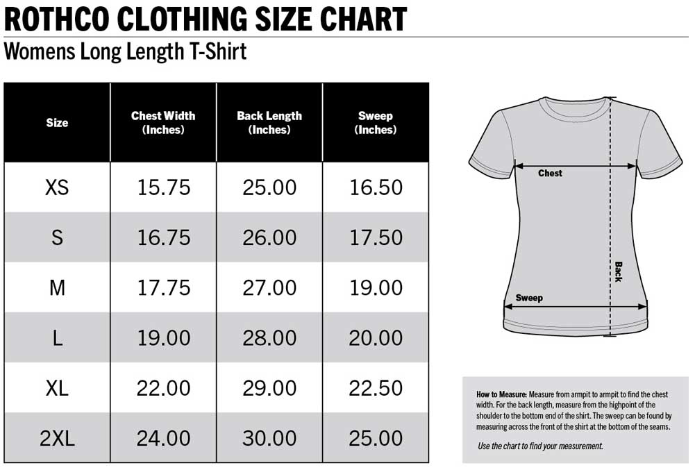 Long Sleeve Size Chart