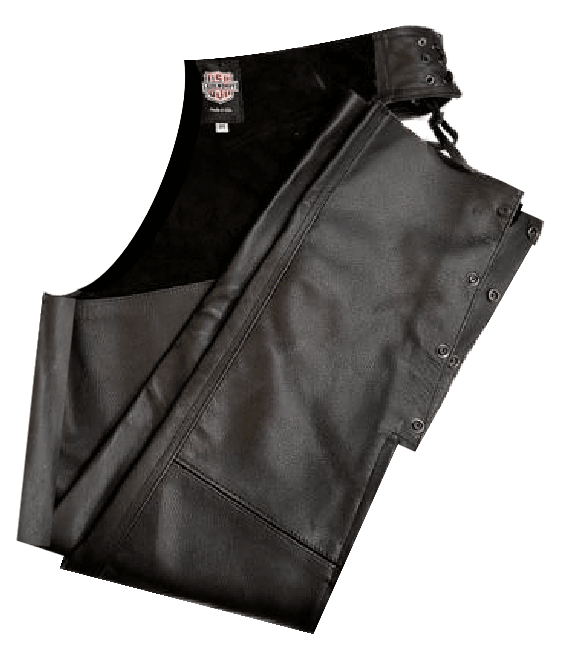 Legendary 'Bad Ass' Leather Motorcycle Chaps - Black