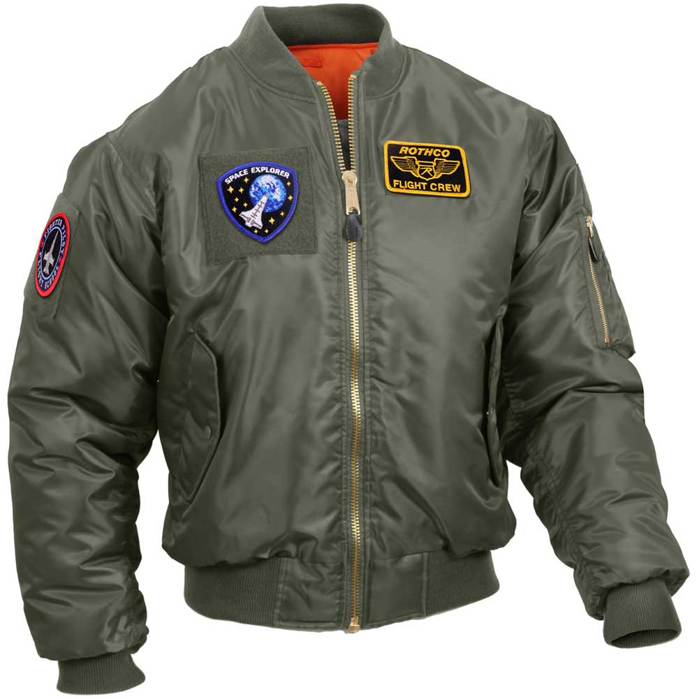 Rothco MA-1 Flight Jacket with Patches | Sage Green Bomber — Legendary USA