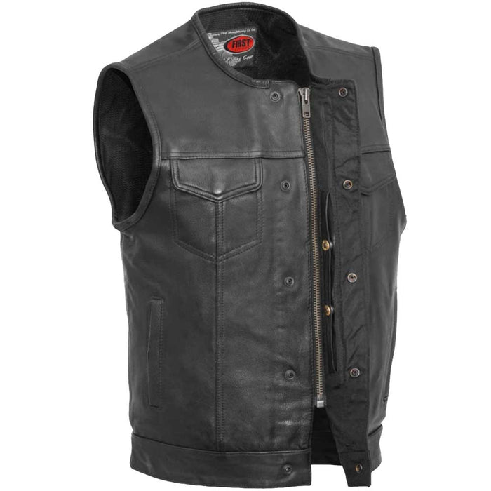 First Mfg Mens No Rival Concealment Leather Vest | Mens Biker Vest ...