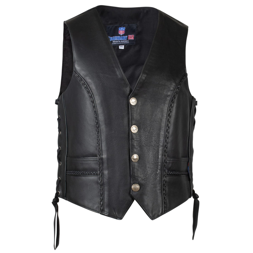 Men's Leather Sale CUTAWAY Bar Vest Front Double Zipper Closer Gay BIKER  Vest