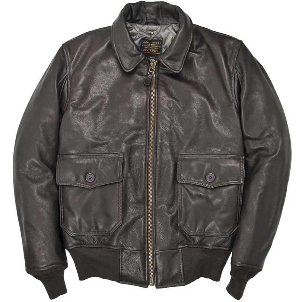 Cockpit USA Mens G-1 Calfskin Leather Flight Jacket