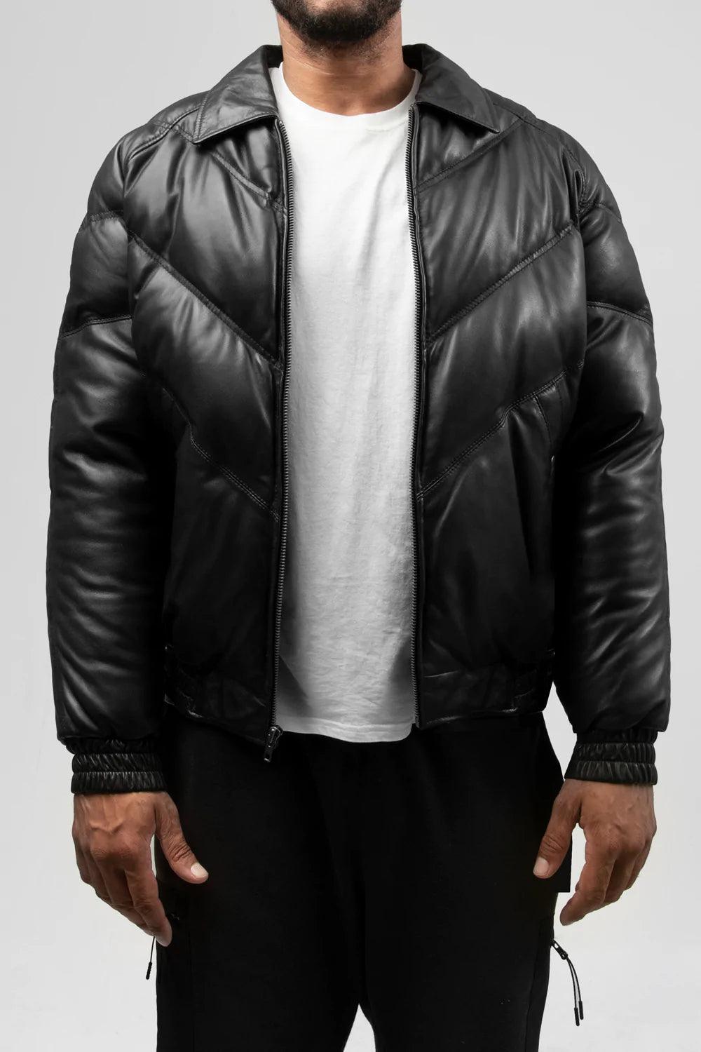 Ezra Mens Puffer Leather Jacket by Whet Blu