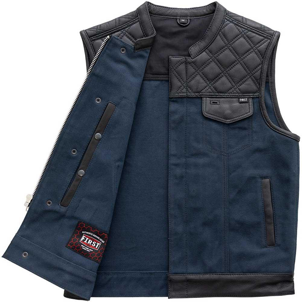 First Mfg Mens Hunt Club Diamond Quilt Leather Vest