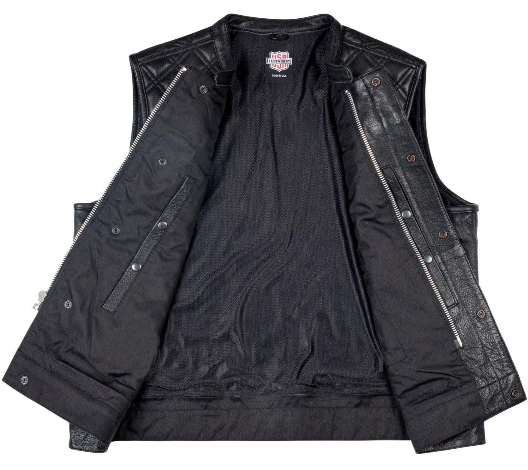 Legendary 'Diamond Cut' Men's Leather Motorcycle Vest