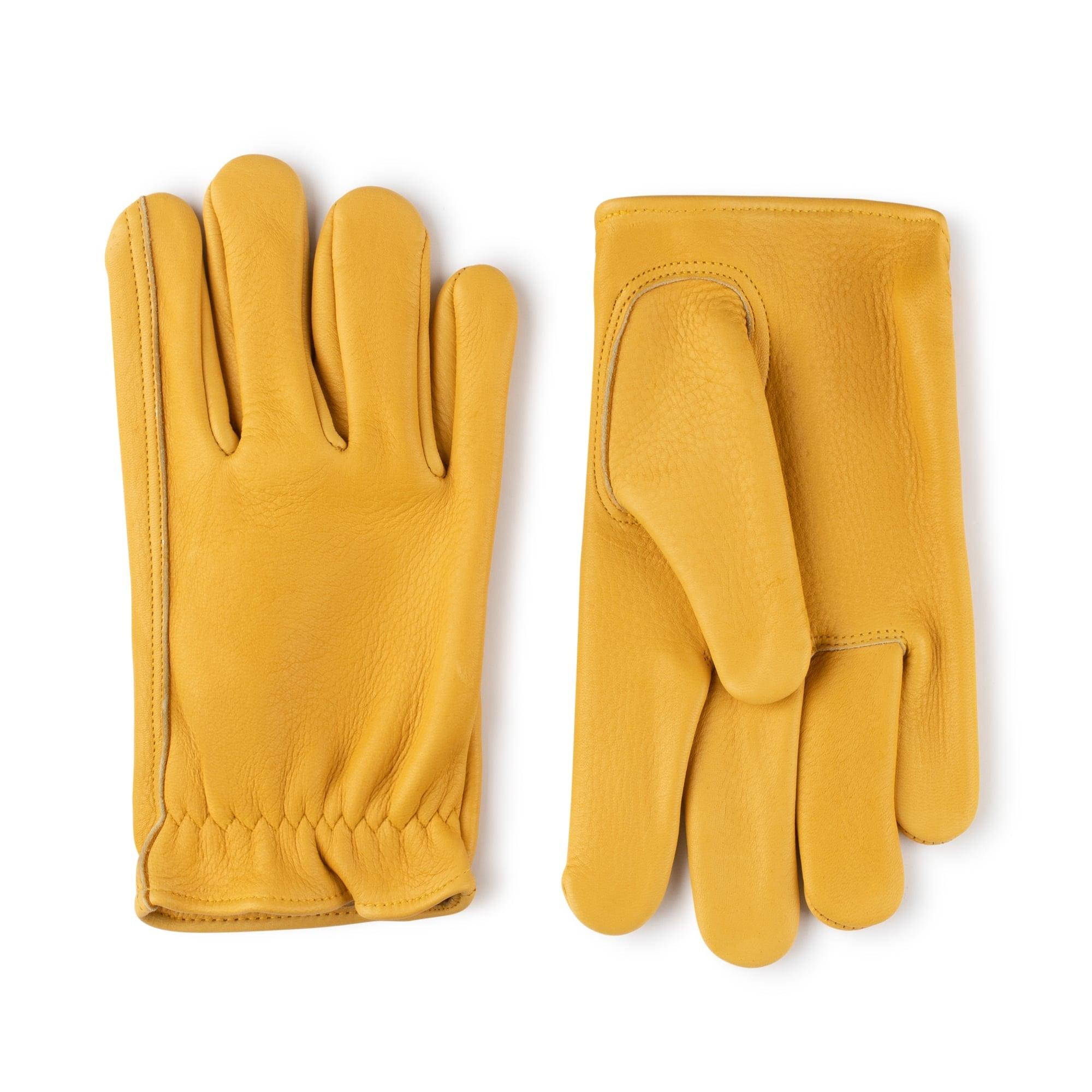 Legendary Mens Gold Deerskin Leather Short Wrist Motorcycle Gloves