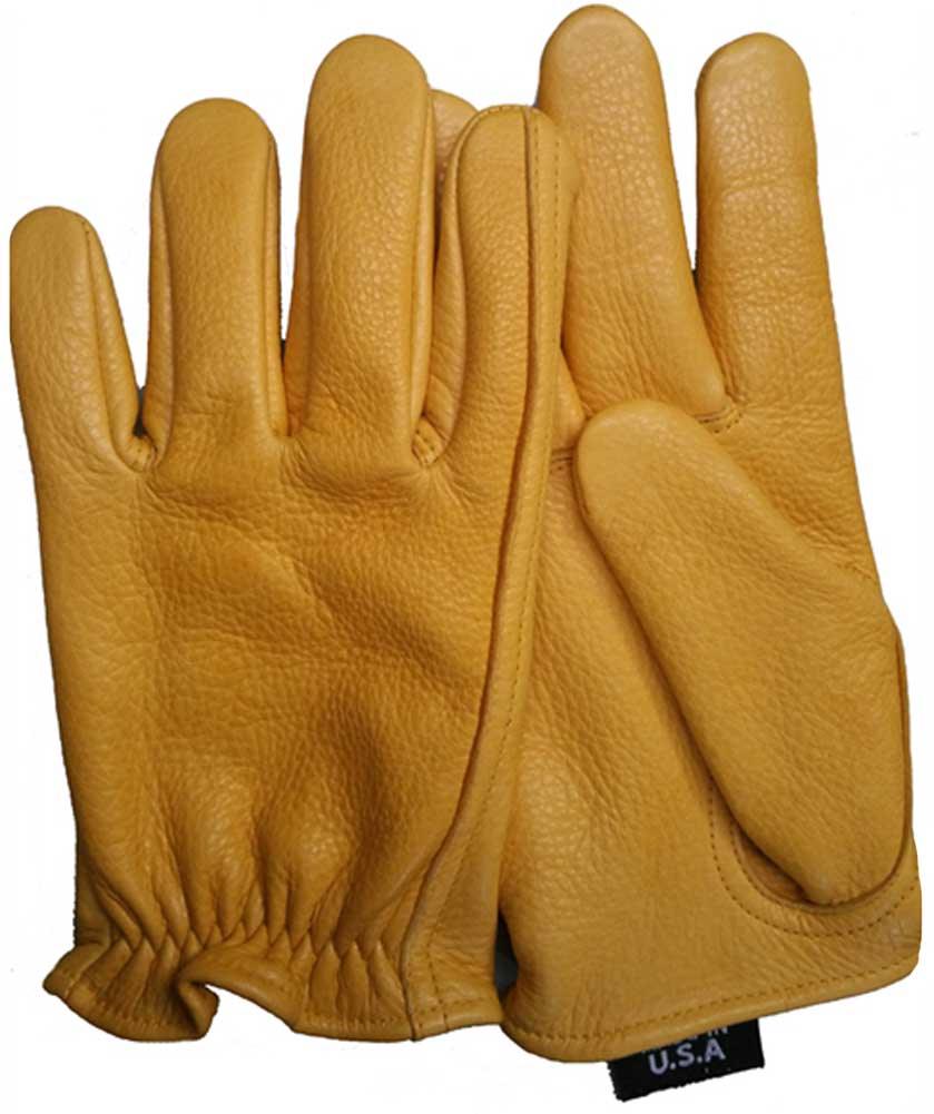 Legendary Mens Gold Deerskin Leather Short Wrist Motorcycle Gloves