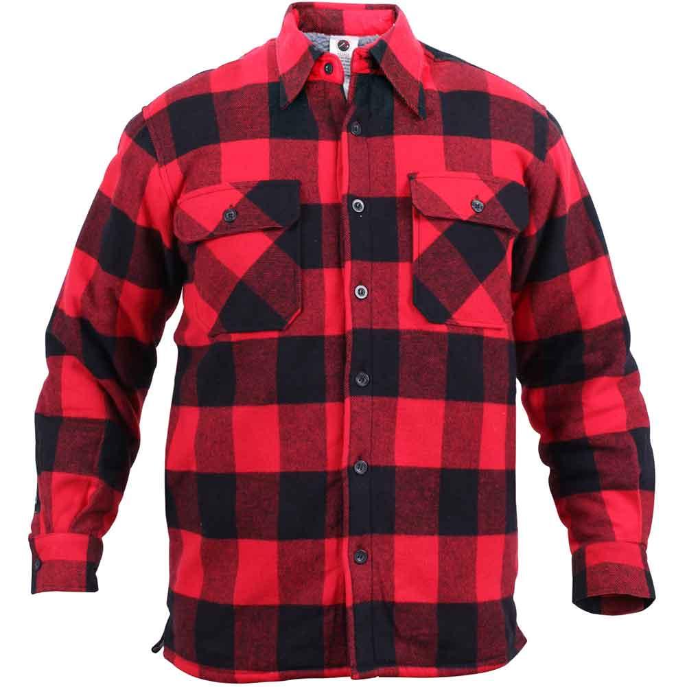 Rothco Men's Extra Heavyweight Buffalo Plaid Sherpa Lined Flannel Shirts - Red