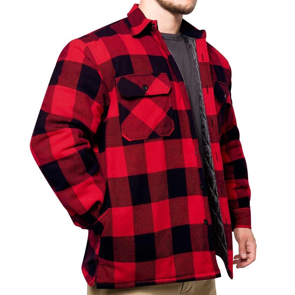 Rothco Mens Quilt Lined Red Plaid Flannel Shirt