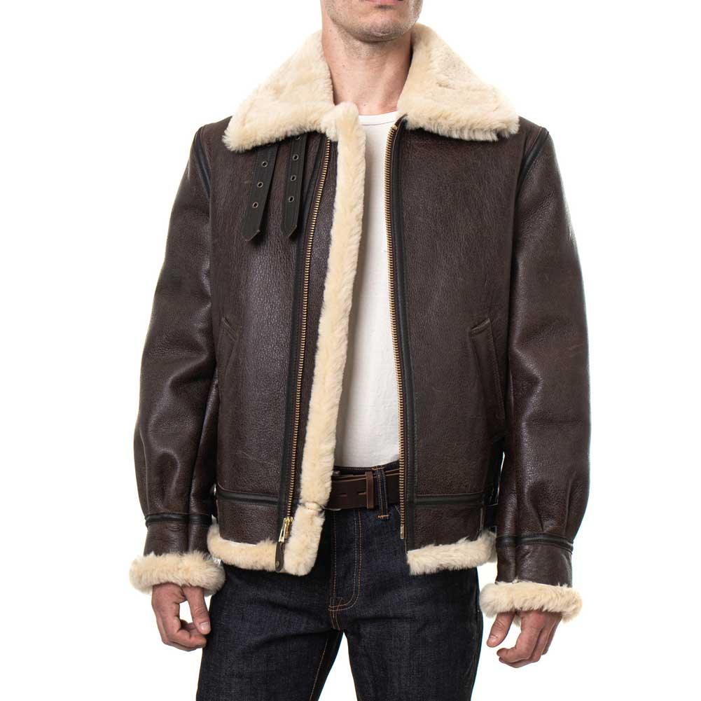 Schott NYC Men's 257S B-3 Sheepskin Bomber Jacket - Brown