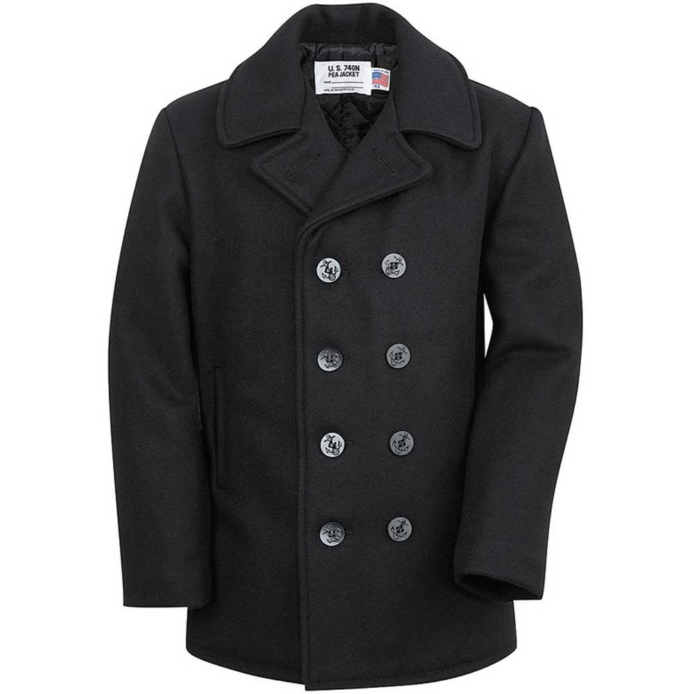 Schott NYC Mens 740 Naval Peacoat in Melton Wool