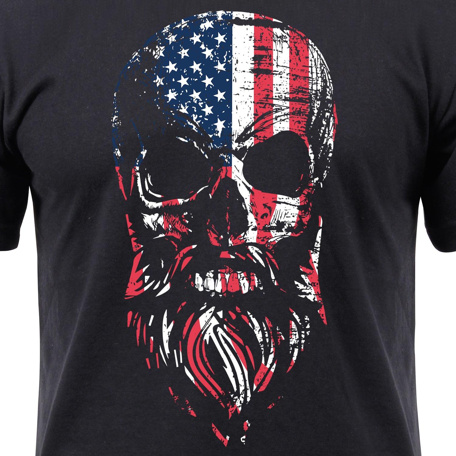 US Flag Bearded Skull T-Shirt