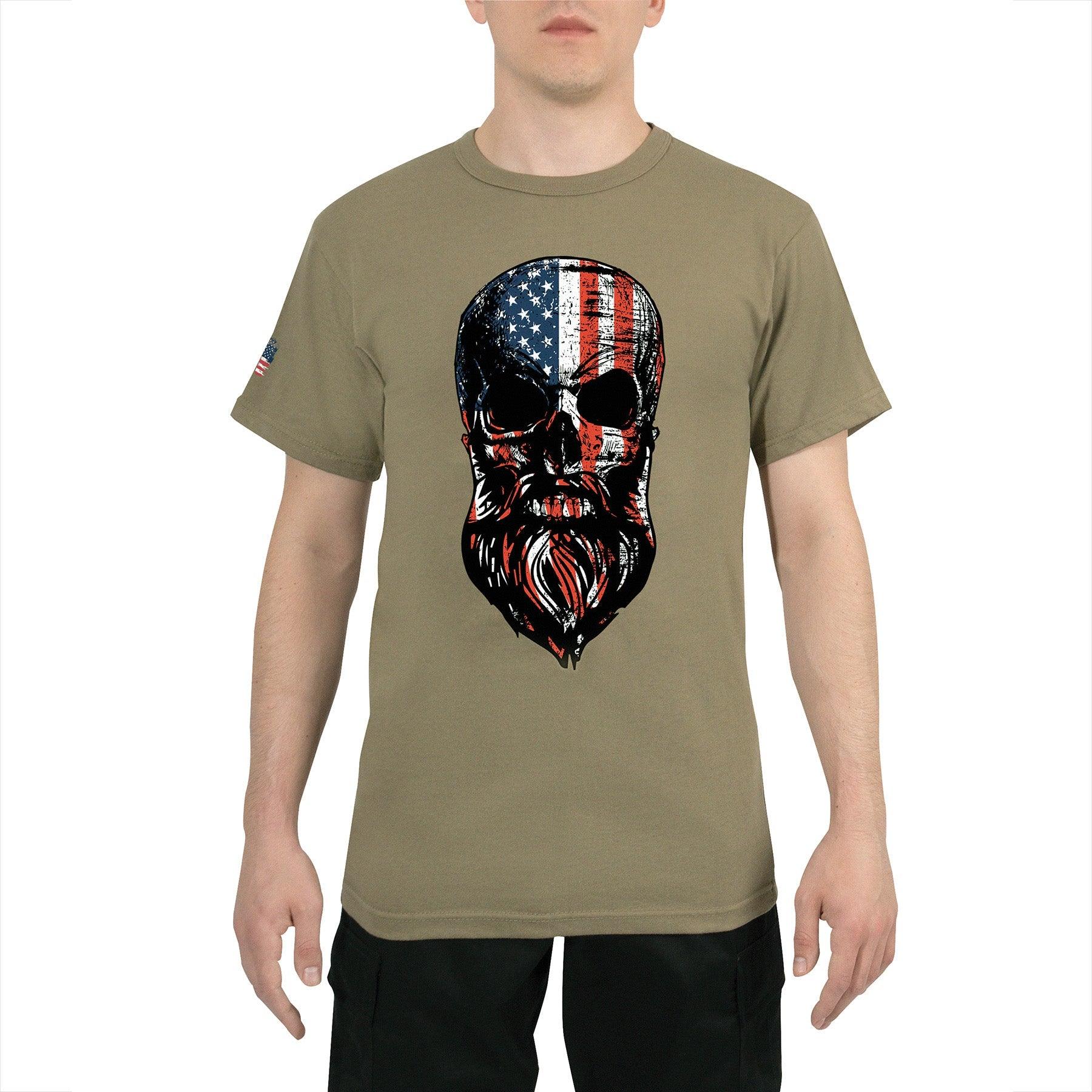 US Flag Bearded Skull T-Shirt