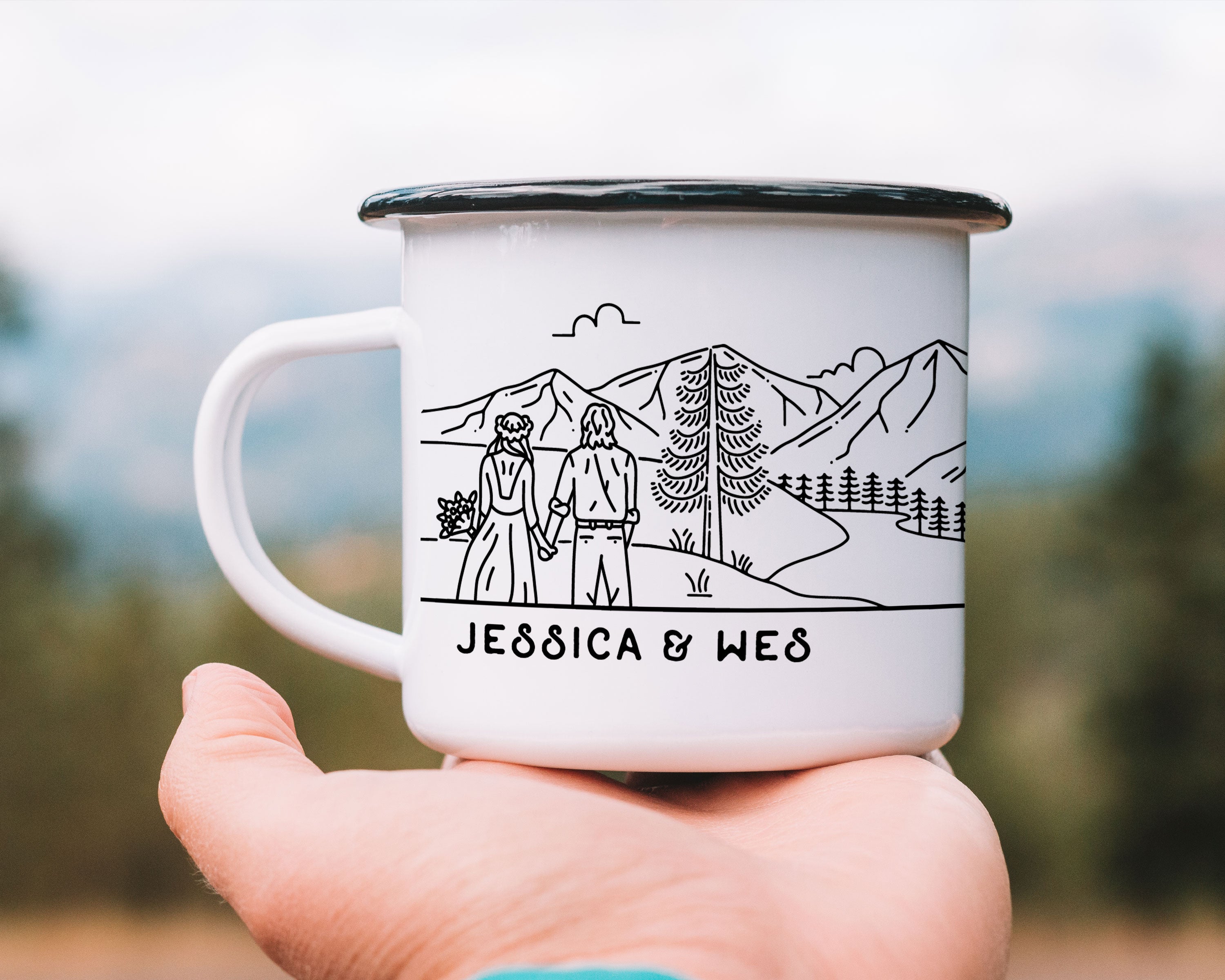 Mountain Constellations Enamel Camping Mug