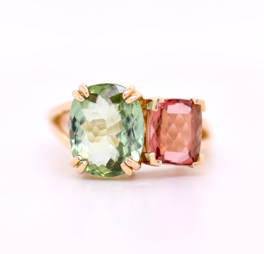 14kt Yellow Gold Pear Cut Pink Tourmaline Diamond Split Shank Ring, Design  House Jewelry Studio