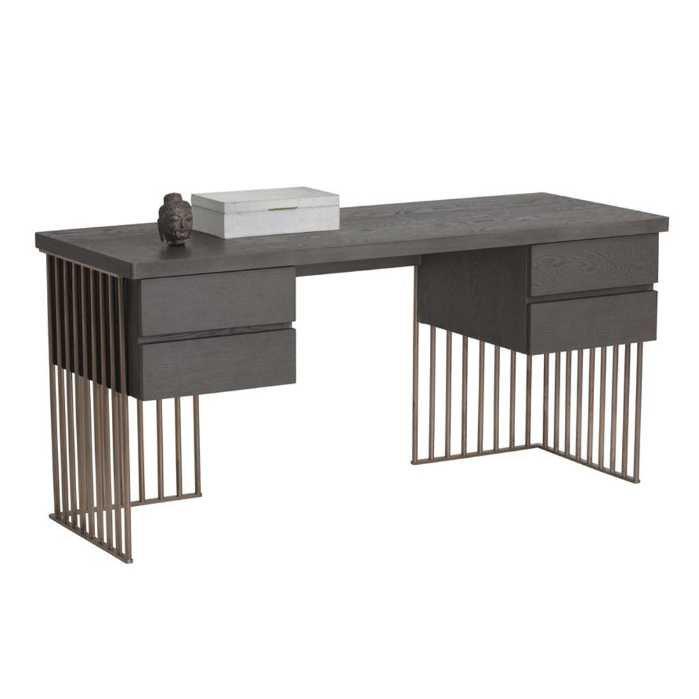 grey rose gold desk