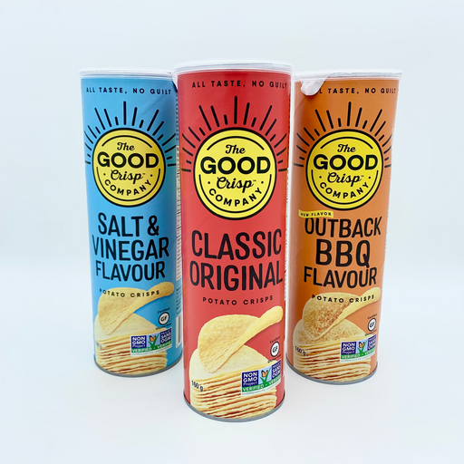 The Good Crisp Company, Salt And Vinegar, Gluten Free Potato Chips Ounce  Canisters, Pack Of 8), Non-GMO, Allergen Friendly, Potato Chip Snack, Lowest Calorie Chips Australia