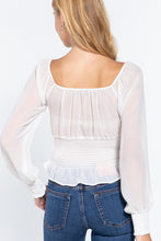 Load image into Gallery viewer, Long Slv Smocked Chiffon Top