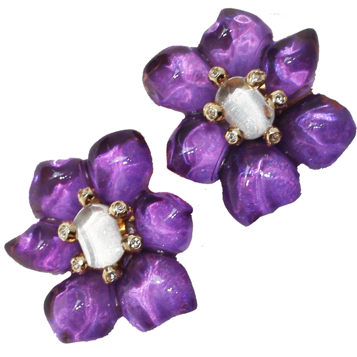 Purple Flower Earrings -