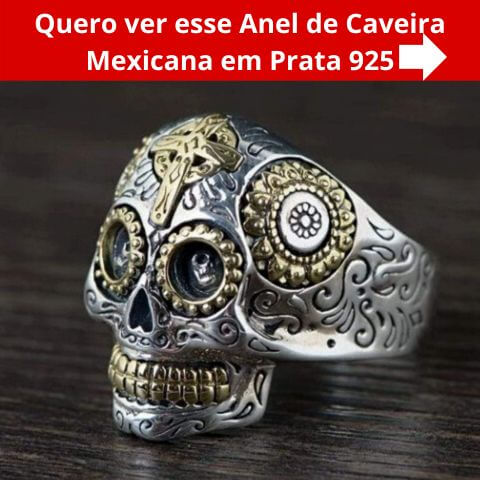 Anel de Prata Caveira Mexicana