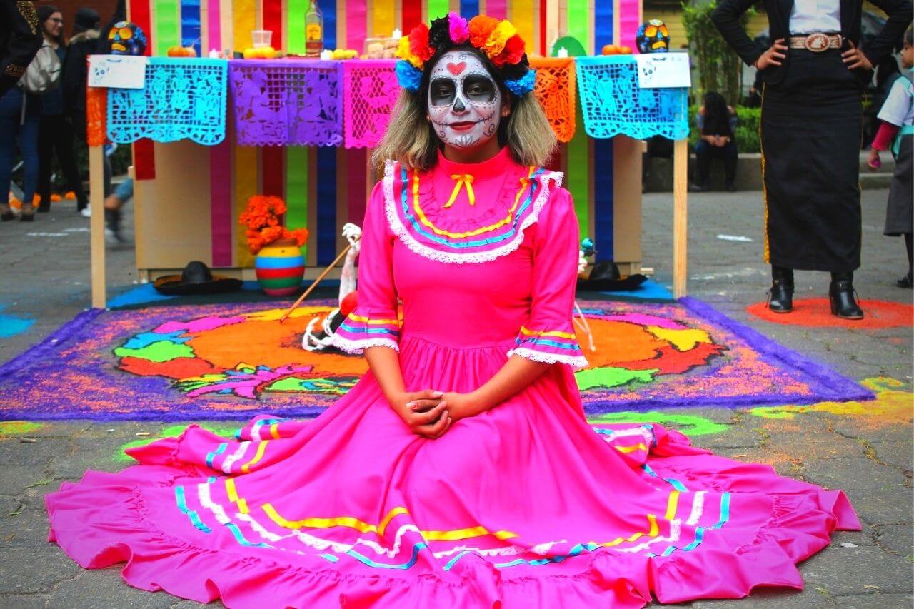 Caveira Mexicana Catrina no Dia de Los Muertos