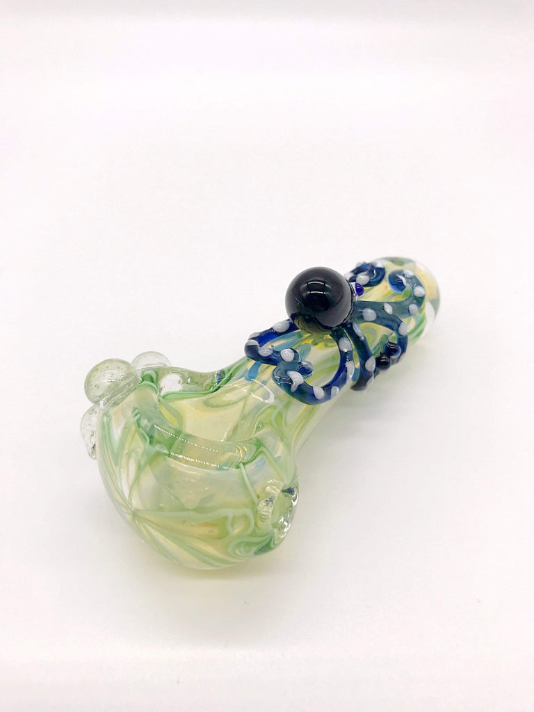 Glass Pipe 3 silver fumed octopus