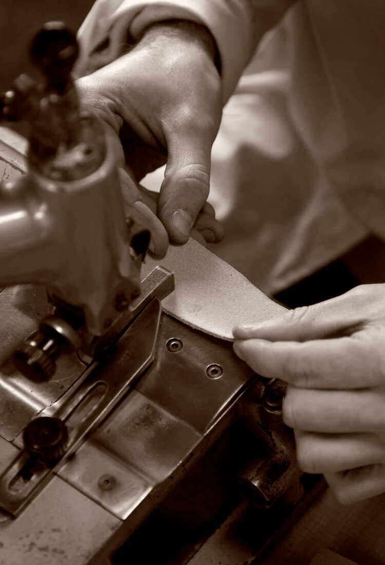 The skills and dedication of experienced leather craftsmen