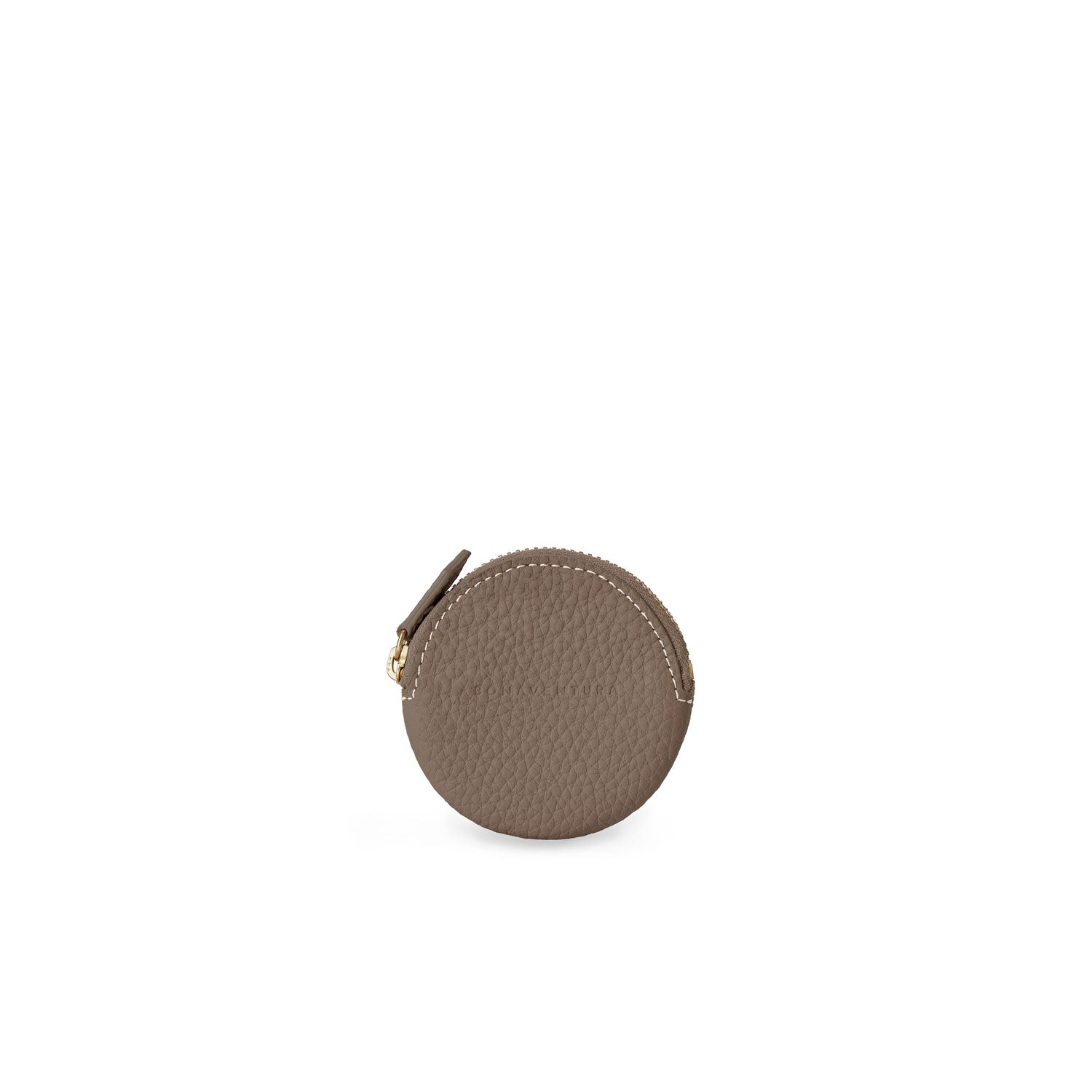 Round coin case in shrunk leather