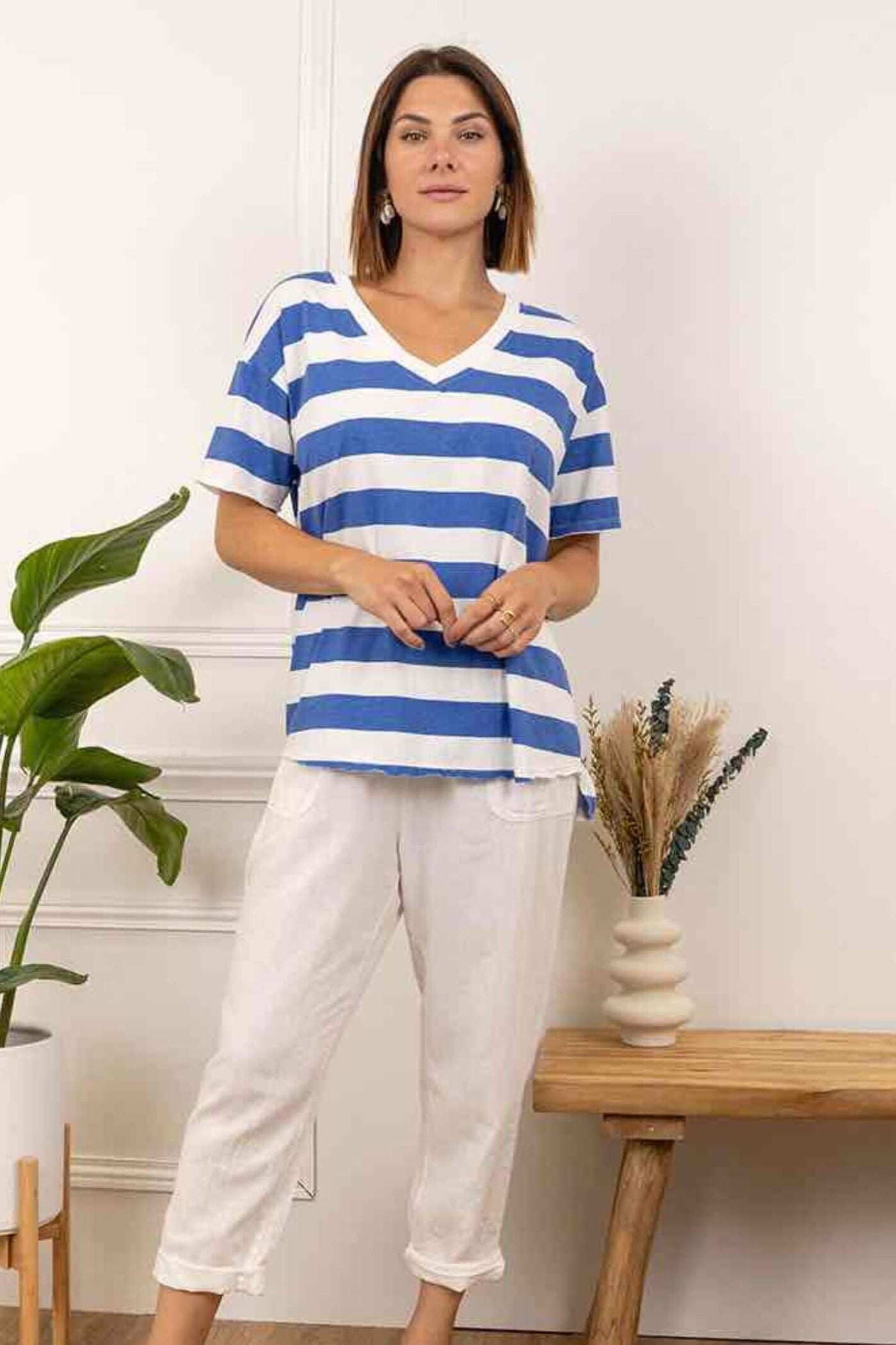 Paris White Stripe T-Shirt - 3 Colours To Choose