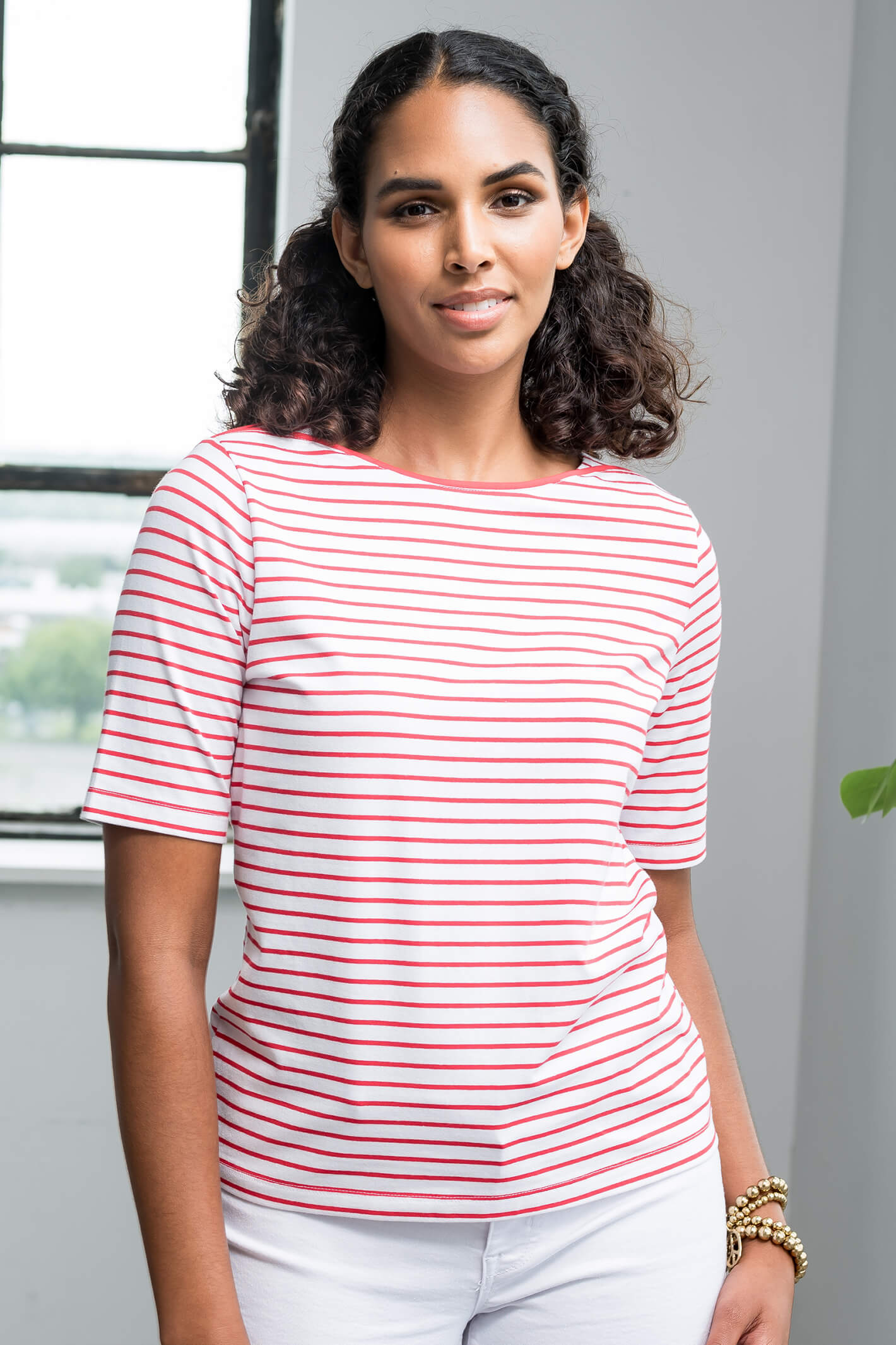 Alison Sheri A41180 Red & White Stripe T-Shirt – Experience