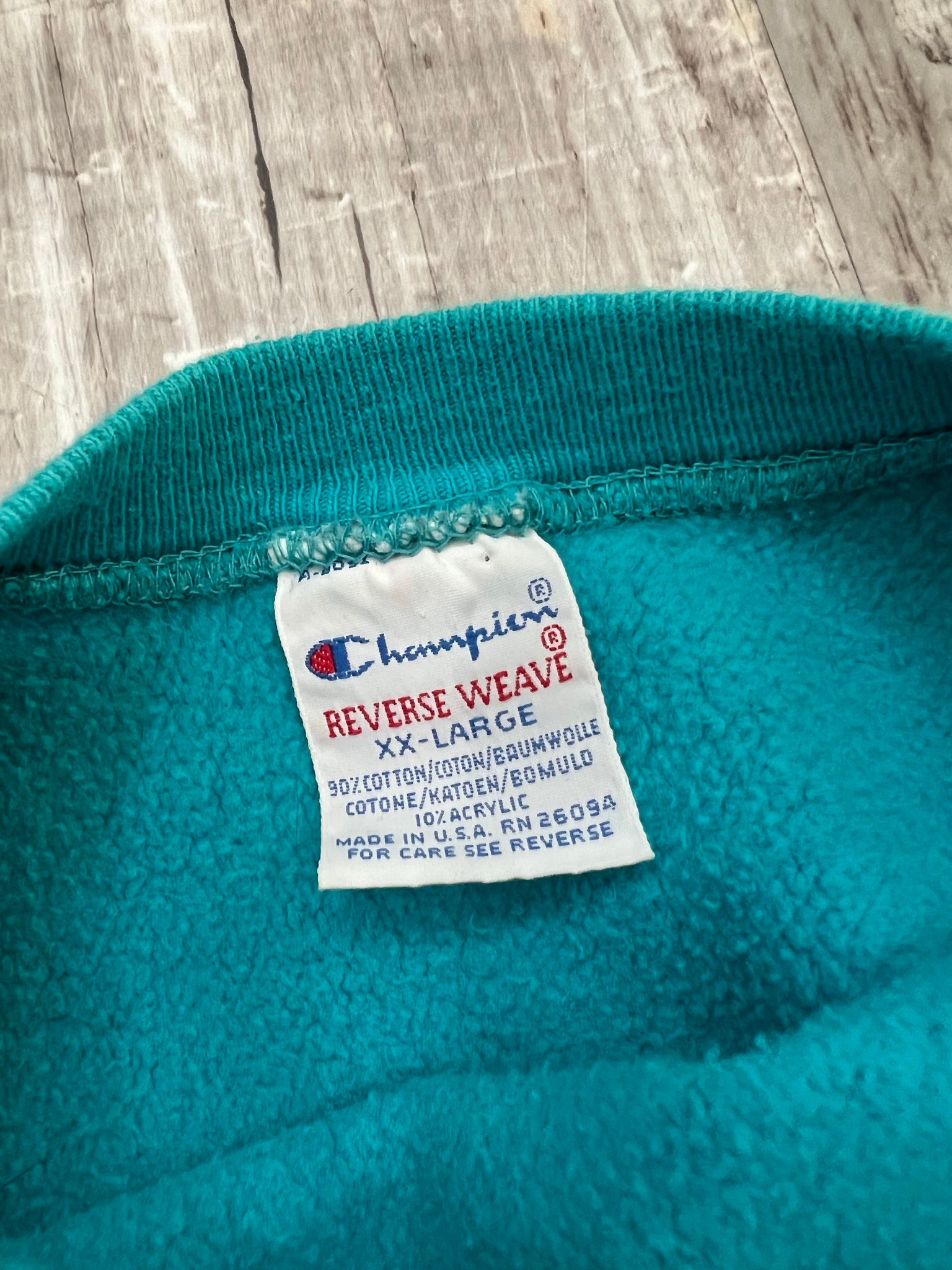 90's Champion turquoise reverse weave sweatshirt L/XL – Cash Only