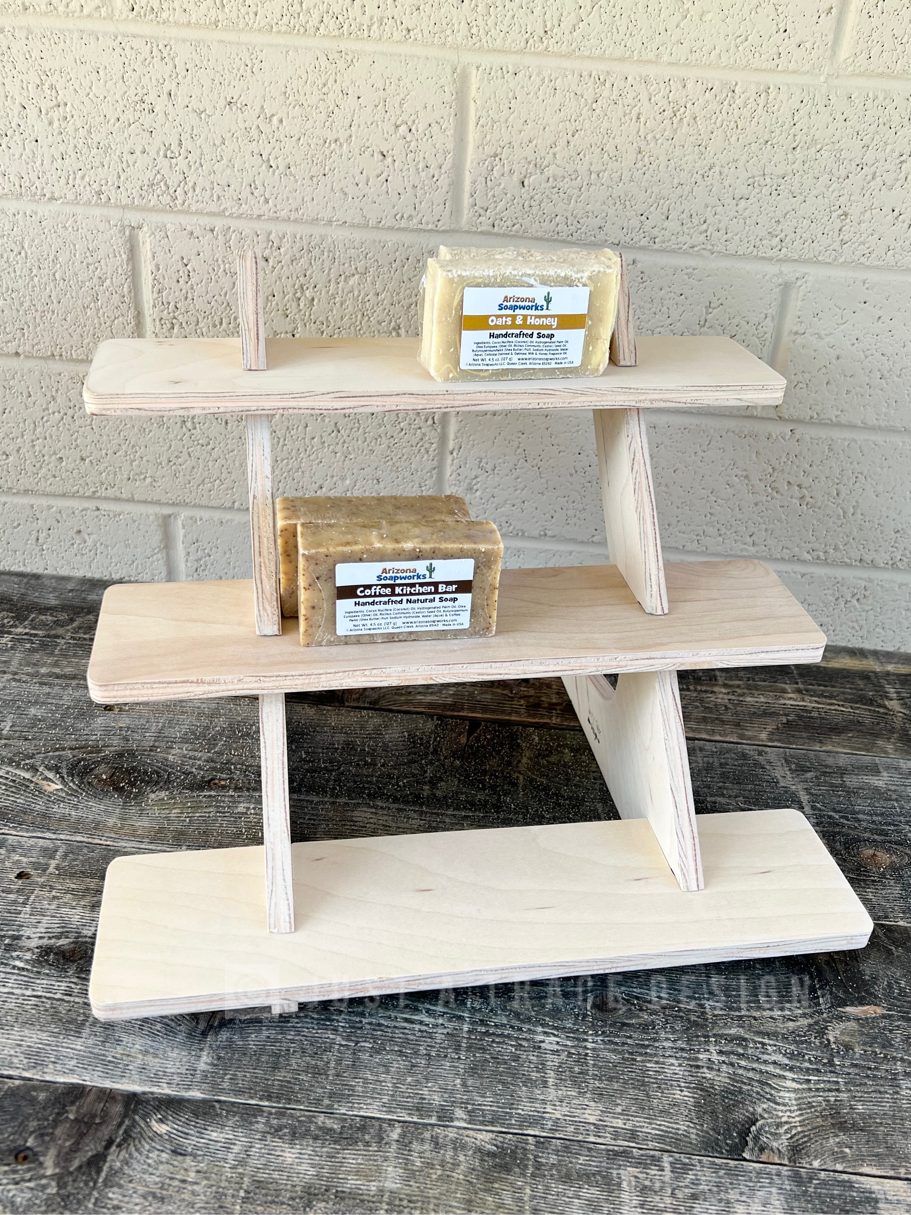 3 Tier Collapsible Display Shelf, 14"x11"x10 1/2", Craft Show Display, Farmer's Market Display, Rustic Shelf, 1/2" Birch Plywood, Jewelry Stand