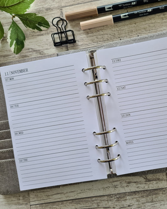A5 Printed Planner Inserts, Dated Monthly layout – The Daizy Chain