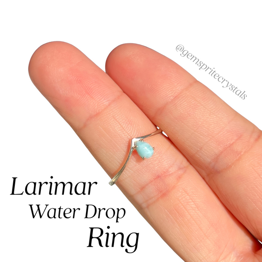 Larimar Water Drop Ring