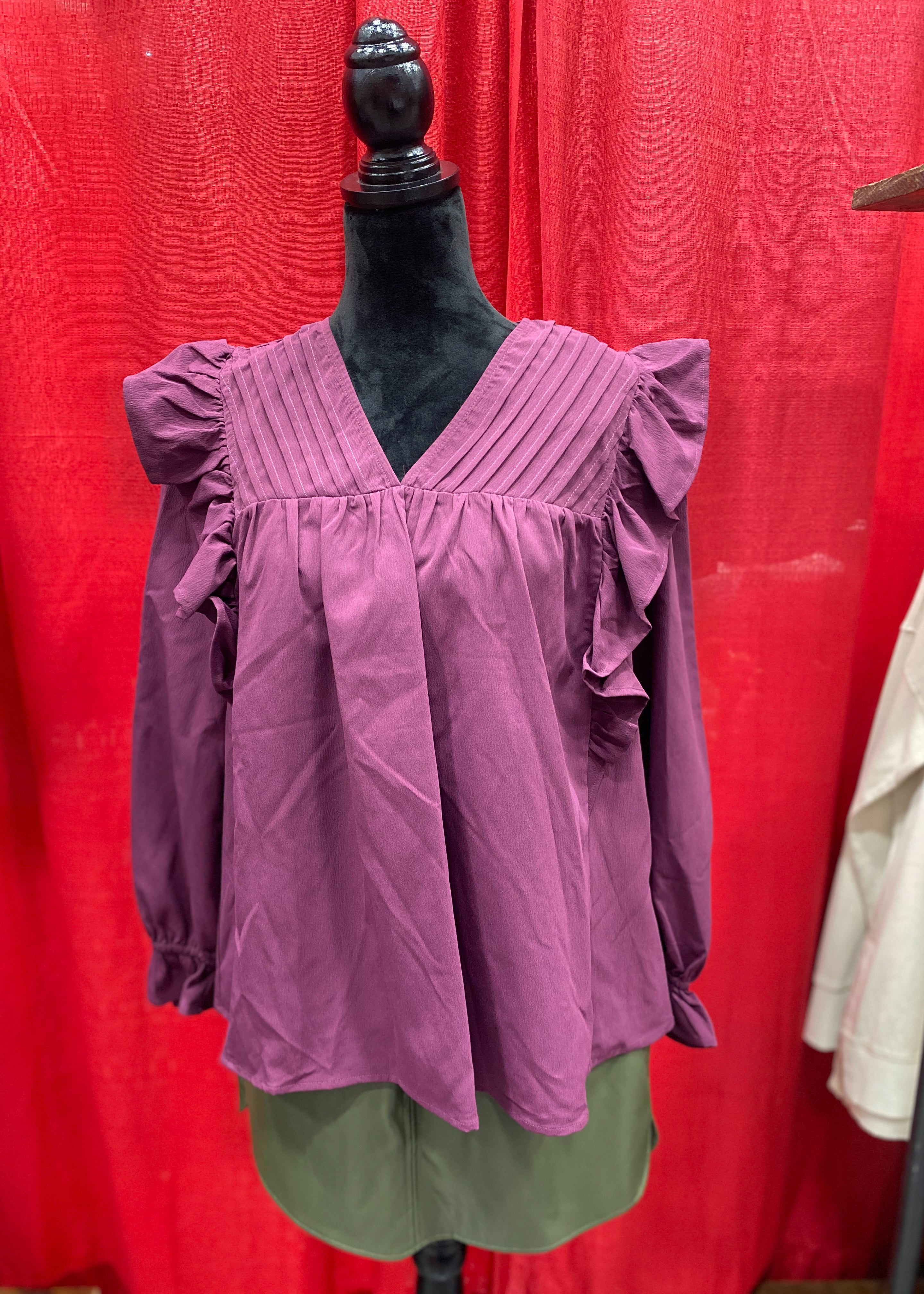 Maroon and Pleated Top