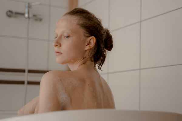 A woman having a hot bath