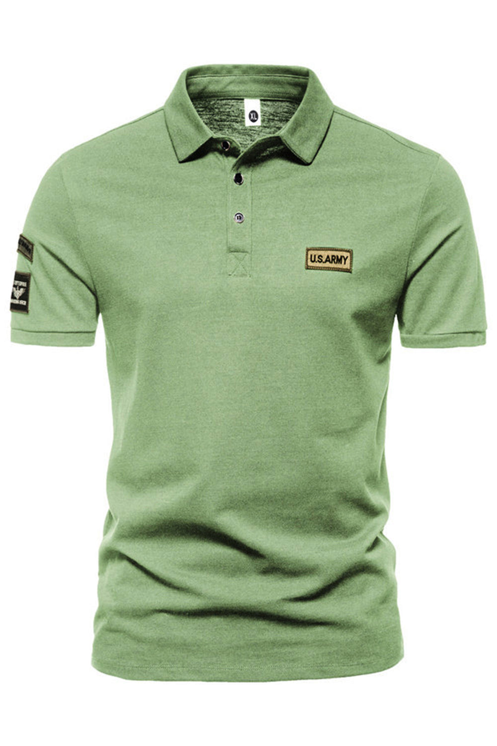 Polo para hombre de manga corta verde de algodón elástico sólido - zapaka es product image