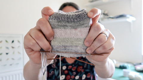 Striped hand knit socks, from Eldenwood Craft