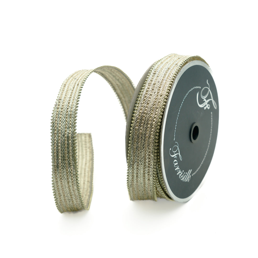 Platinum Gold Chunky Glitter Wired Ribbon, Farriislk Ribbon