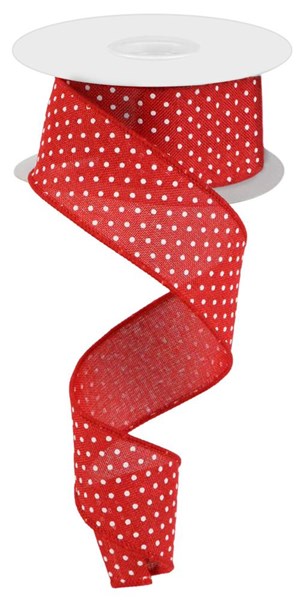 1 Roll 5yds White Polka Dot 1 Inch Red Ribbon + Brown Floral Gift  Decorative Ribbon