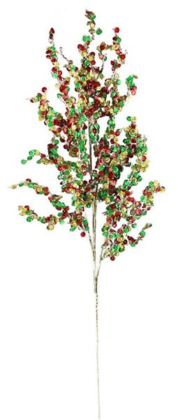 25” Glitter Sequin Sweet Red Gumball Leaf Christmas Spray