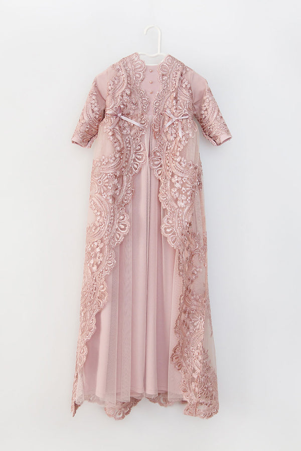 Xanette Dusty Pink Lace Christening Dress (only on pre order)