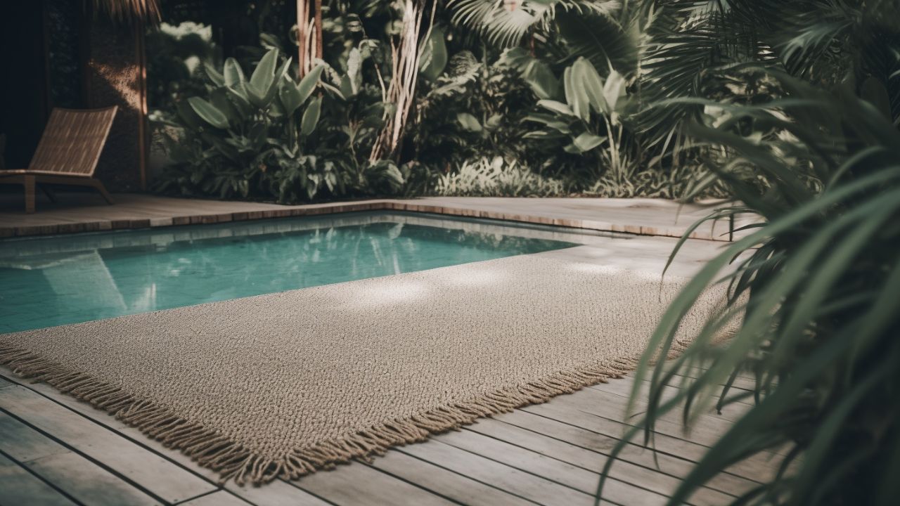 tapis jute dans le jardin