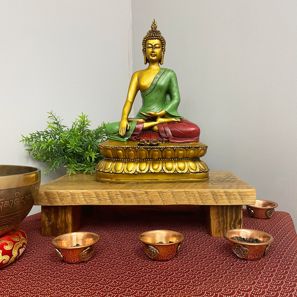 Painted Earth Touching Buddha Statue – DharmaCrafts