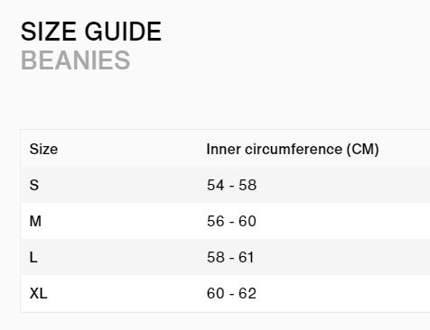 ION Neo Hood Size Chart