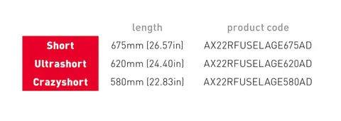 Axis Red Advance Fuselage Range Sizes