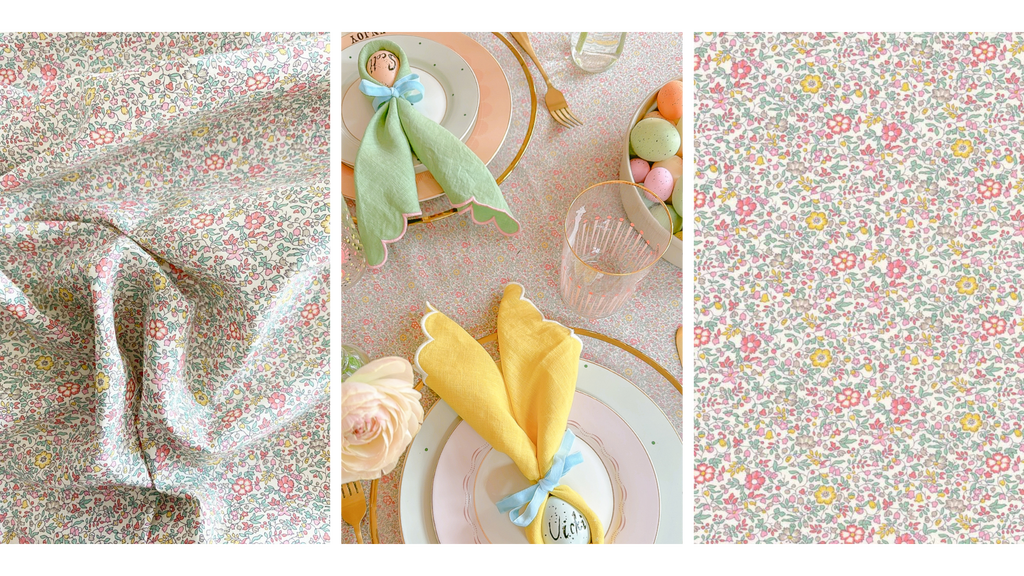 spring flower fabric as easter tablecloth