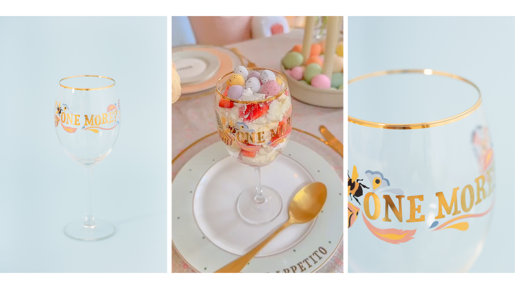 mini egg easter dessert in wine glass