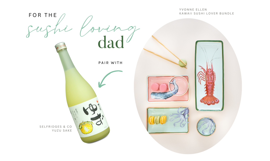 sushi set and sake bottle
