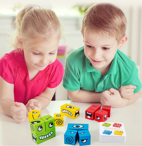 Kinderen spelen blokkenpuzzel Montessori